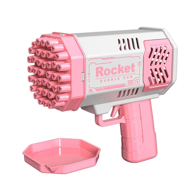 One Pack of Children'S 40 Holes Rocket Launcher Handheld Portable Electric Automatic Bubble Gun LED Light for Boys and Girls