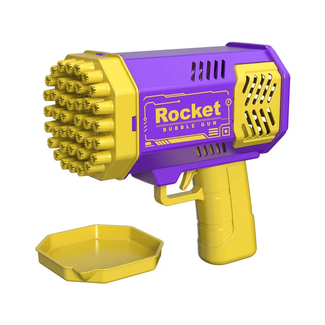 One Pack of Children'S 40 Holes Rocket Launcher Handheld Portable Electric Automatic Bubble Gun LED Light for Boys and Girls